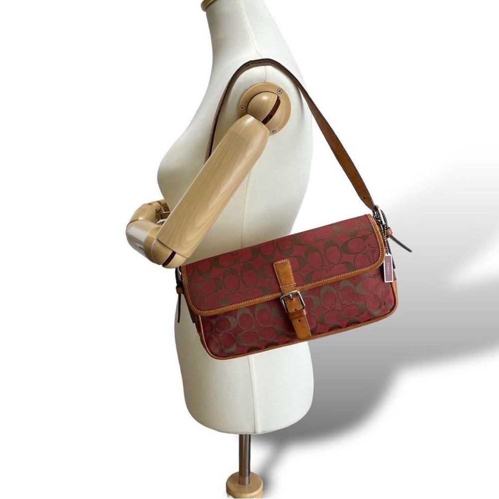 Coach Signature Red and Tan Bag baguette bag - Picture 5 of 5